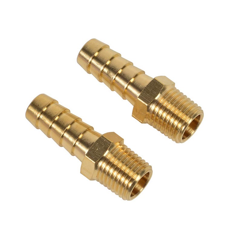 Sanpaint 2 Pack Brass Hose Fitting, Adapter, 3/8" Barb x 1/4" NPT Male Pipe - Image 1